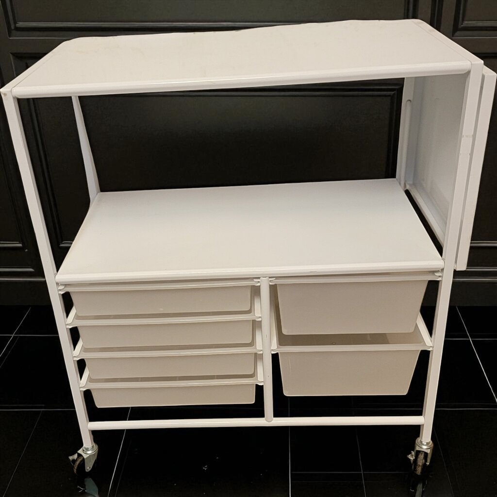 7007 White Rolling Metal Cart with Storage