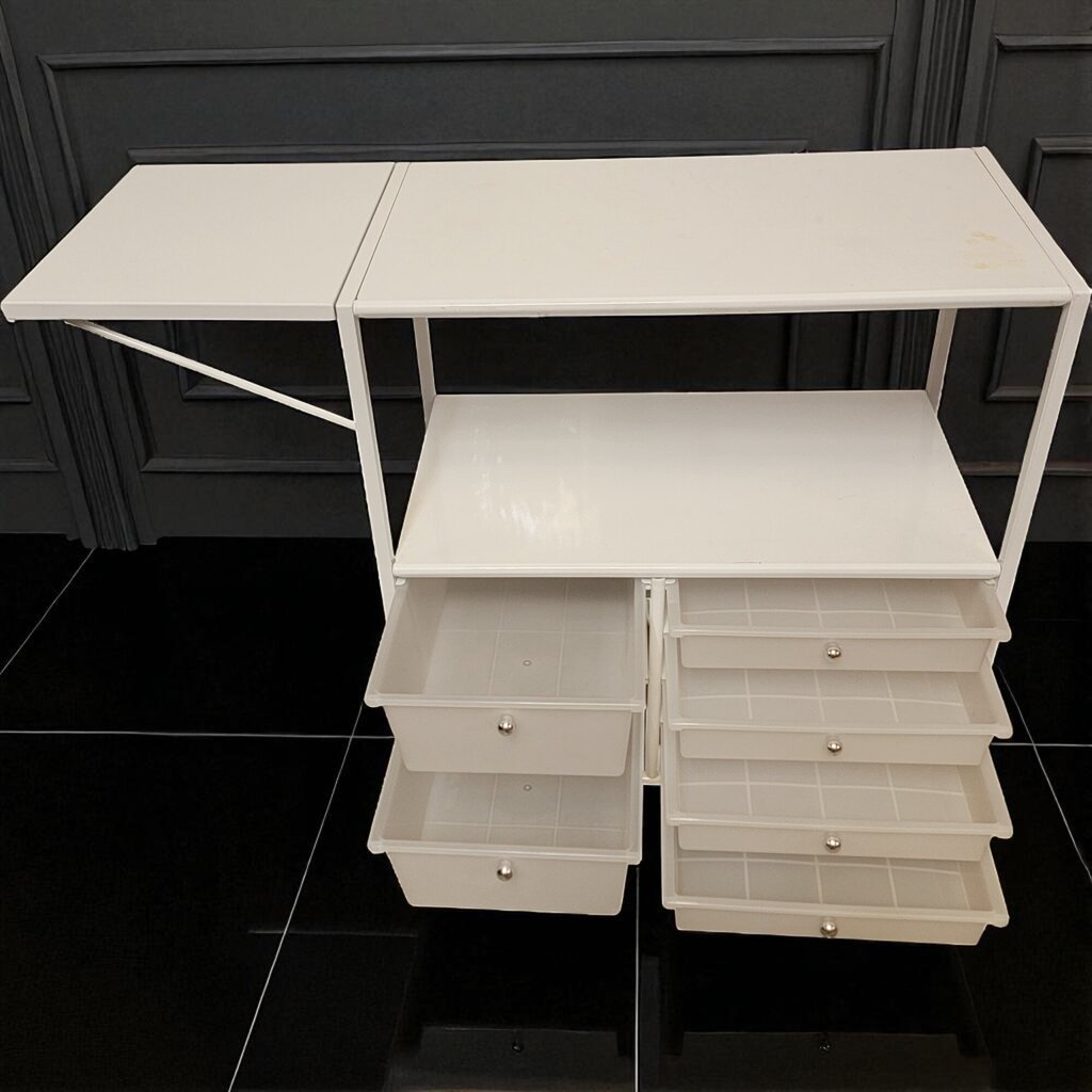 7007 White Rolling Metal Cart with Storage