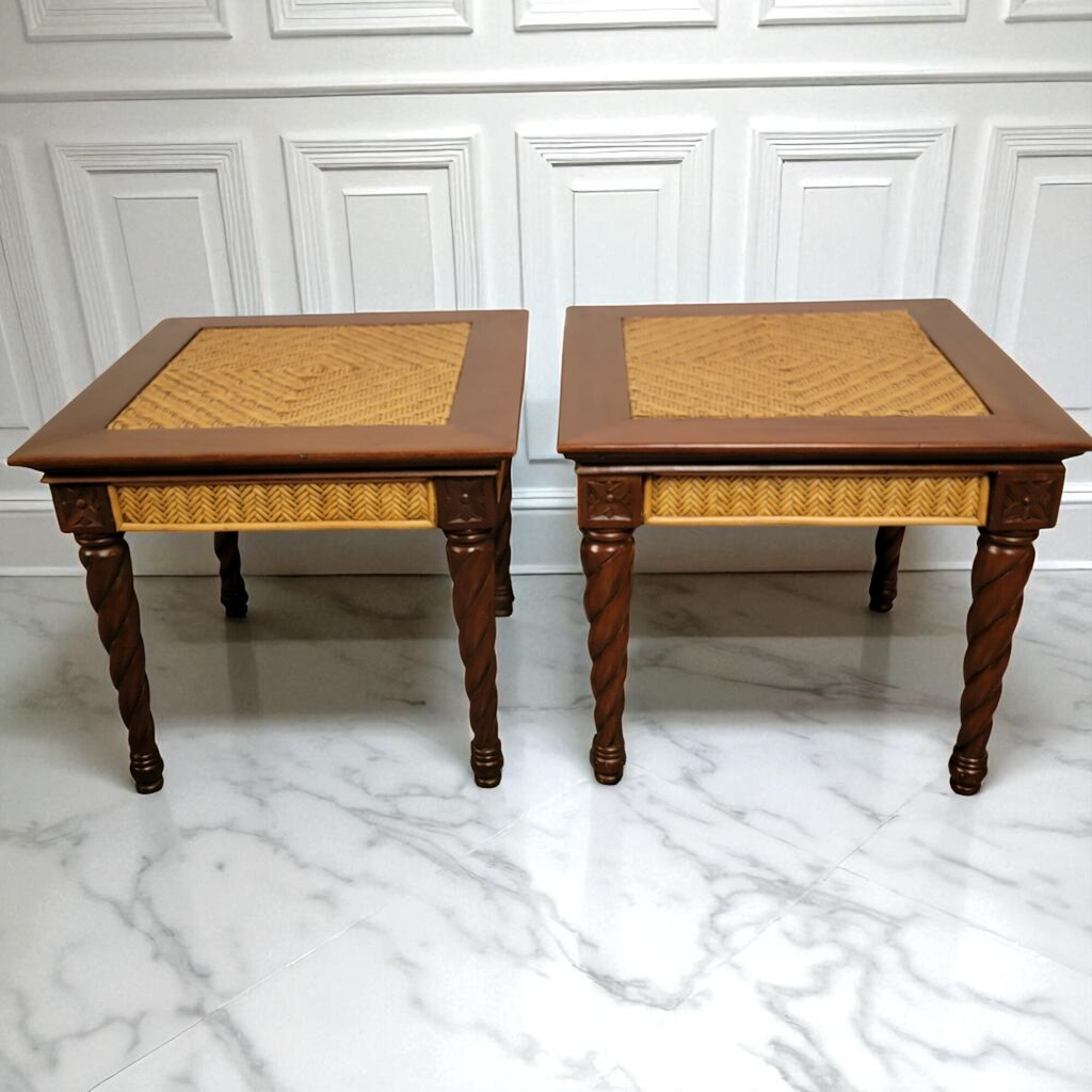 7024-7025 Padma's Plantation Mahogany/Wicker Trinidad End #Table