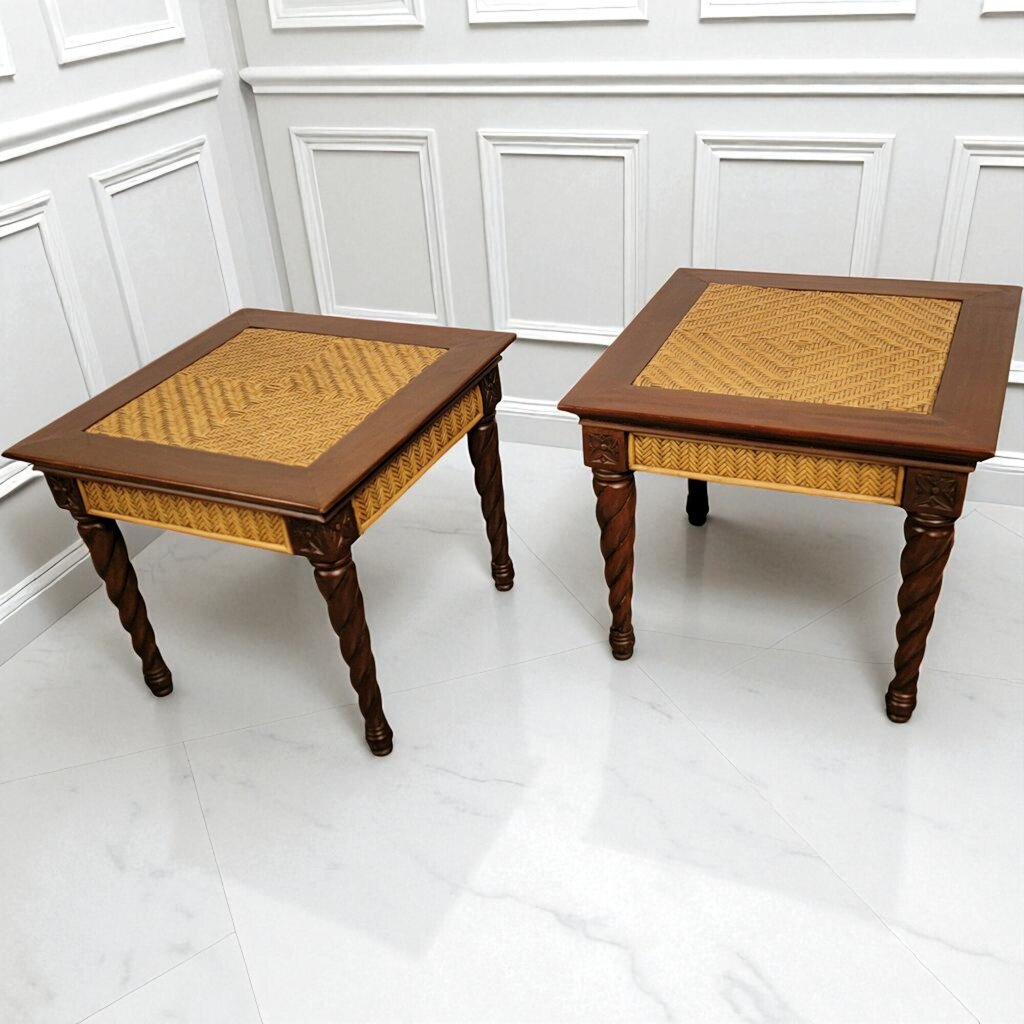 7024-7025 Padma's Plantation Mahogany/Wicker Trinidad End #Table