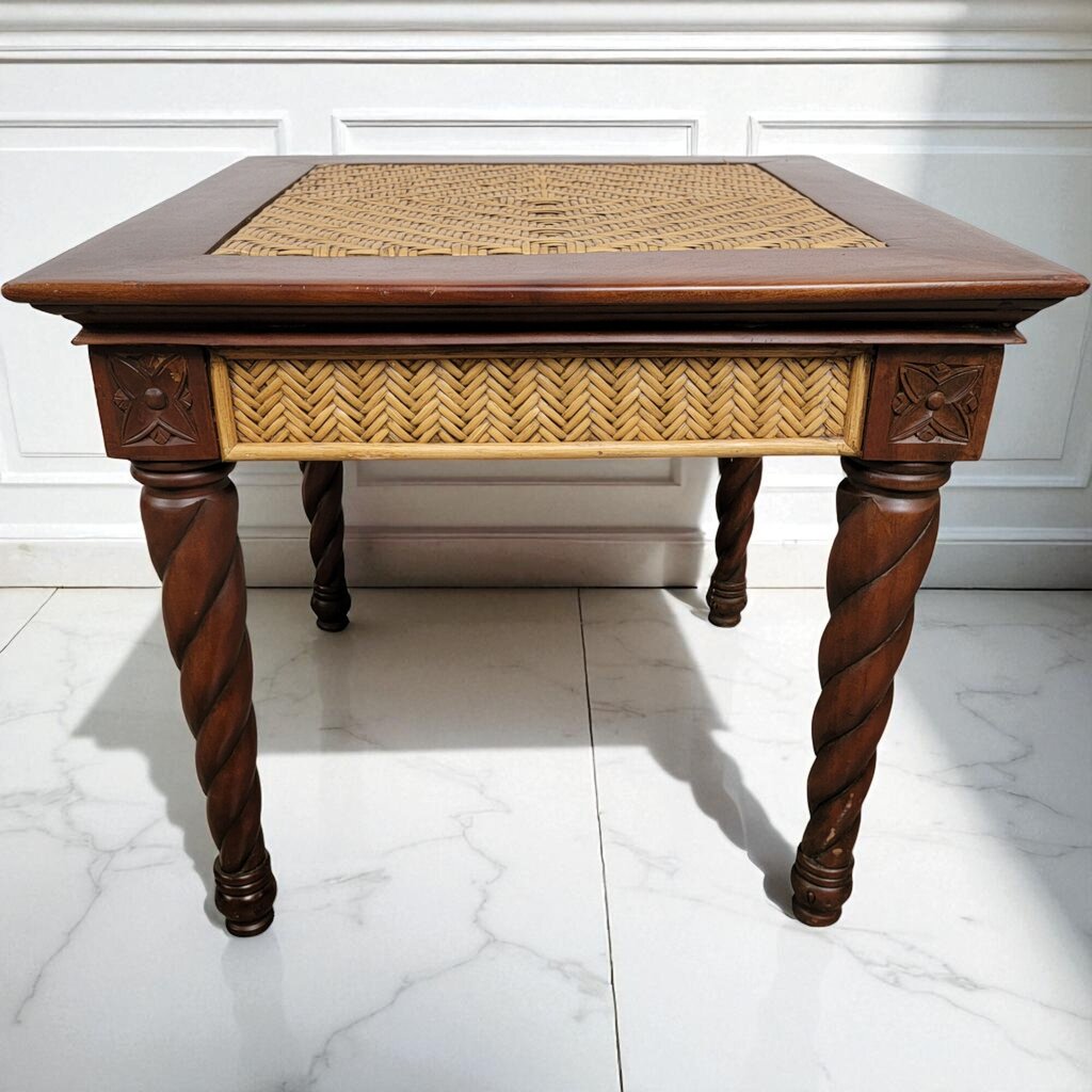 7024-7025 Padma's Plantation Mahogany/Wicker Trinidad End #Table