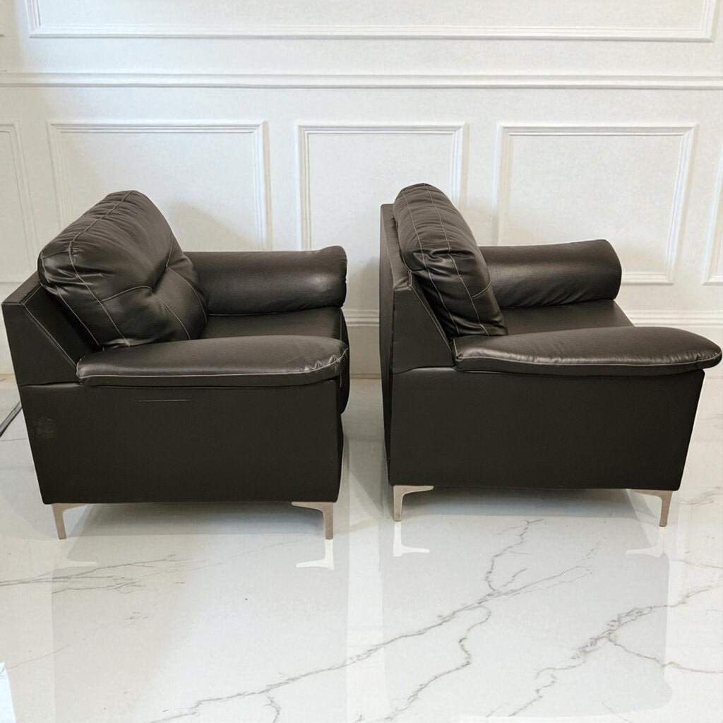 7027-7028 Oversized Contemporary Black Vegan Leather #Armchair