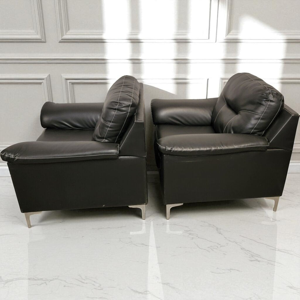 7027-7028 Oversized Contemporary Black Vegan Leather #Armchair Furniture