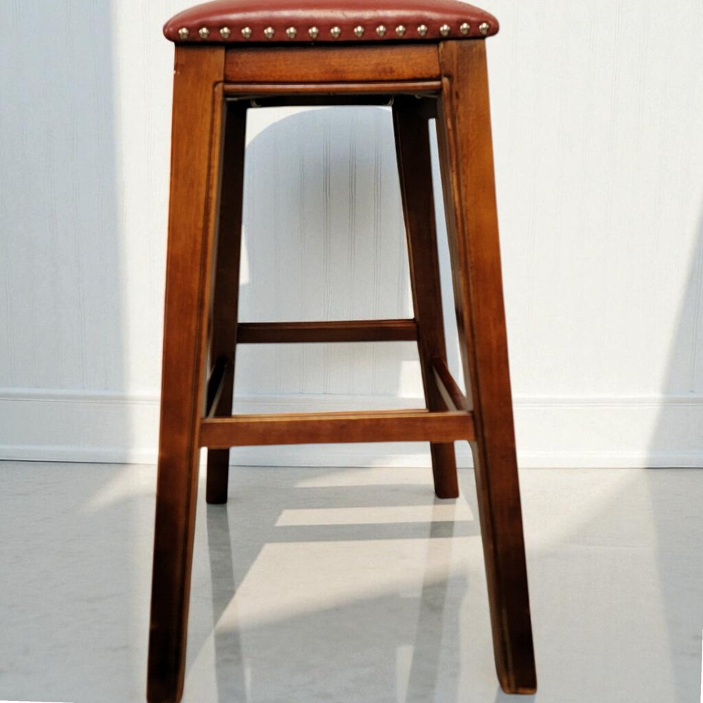 7035 Red Saddle Seat Barstool with Nailhead Trim