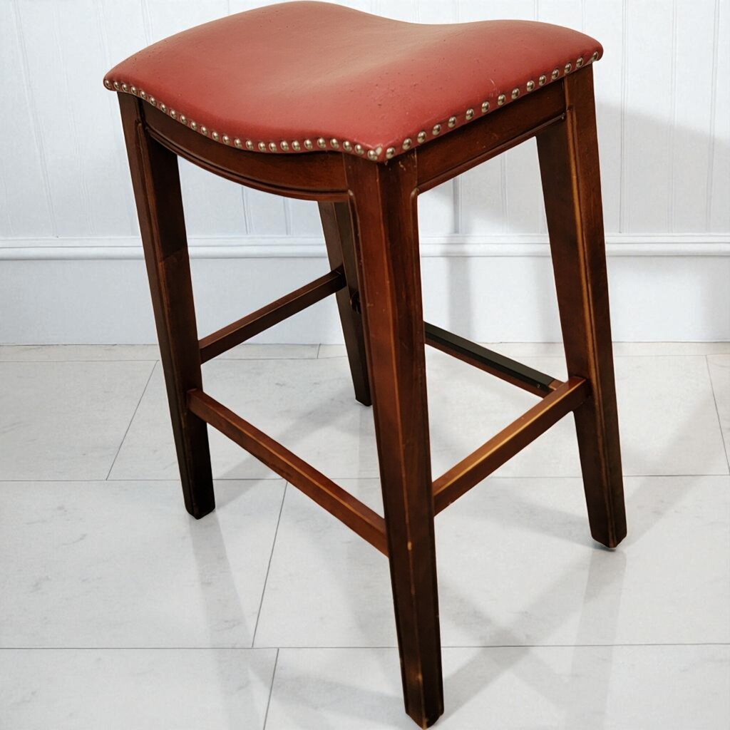 7035 Red Saddle Seat Barstool with Nailhead Trim