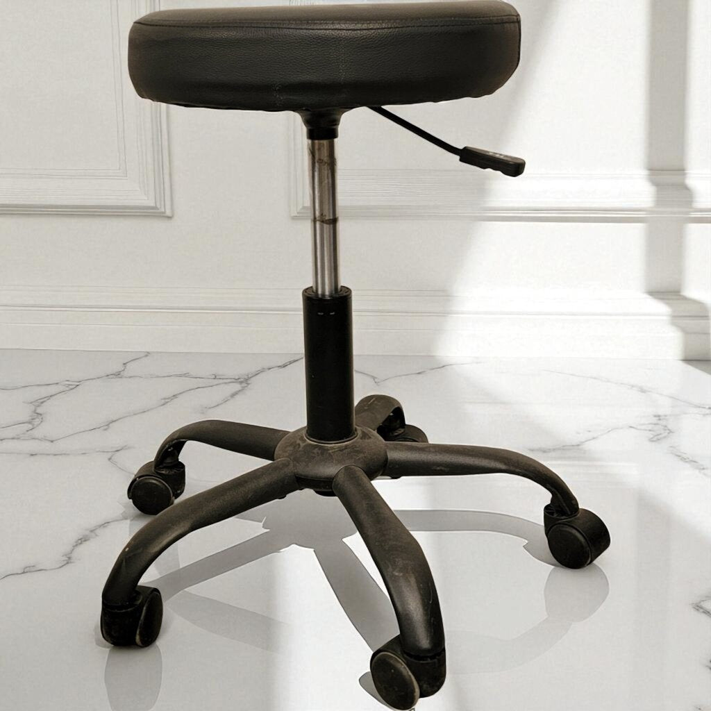 7037 Black Round Swivel #Stool with Wheels