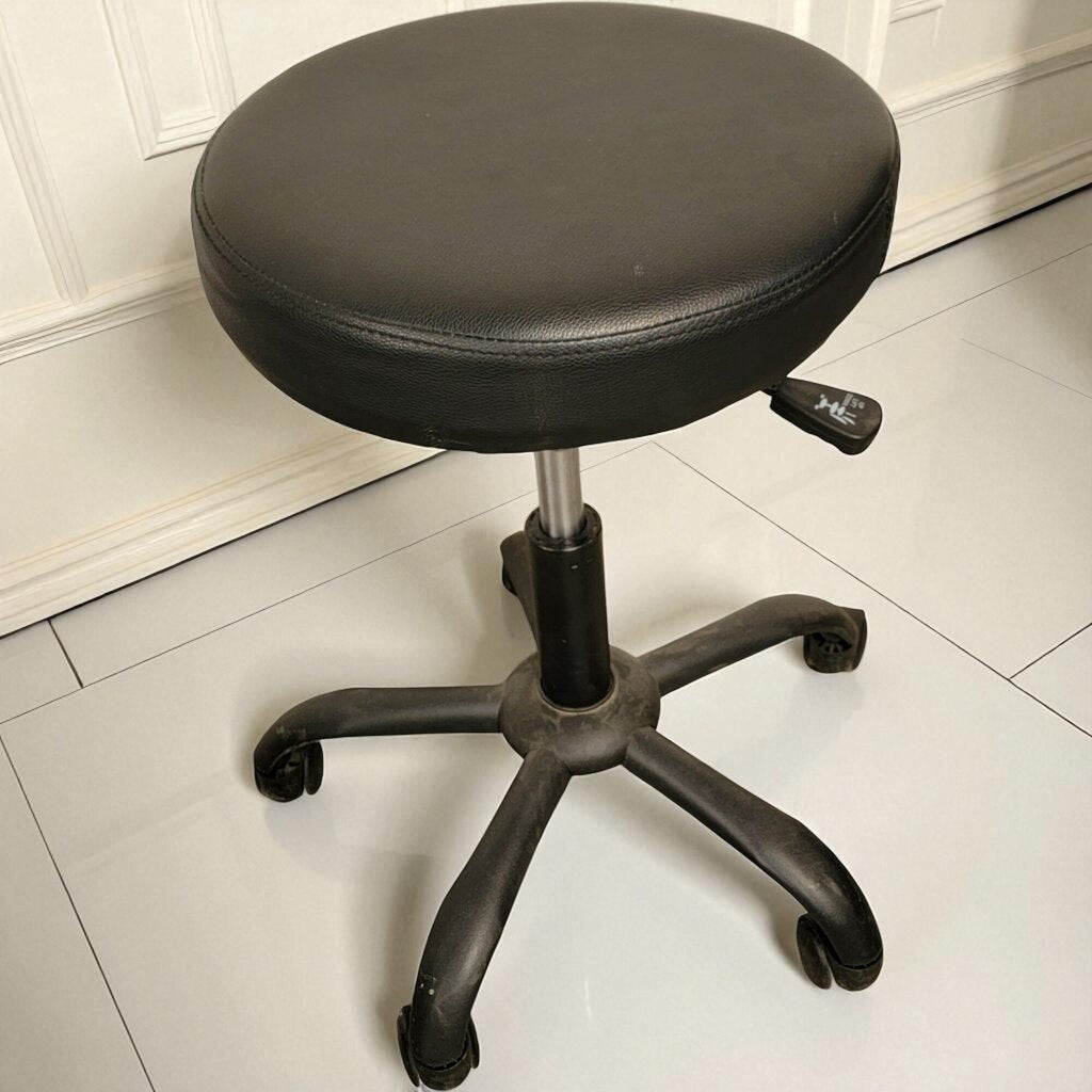 7037 Black Round Swivel #Stool with Wheels
