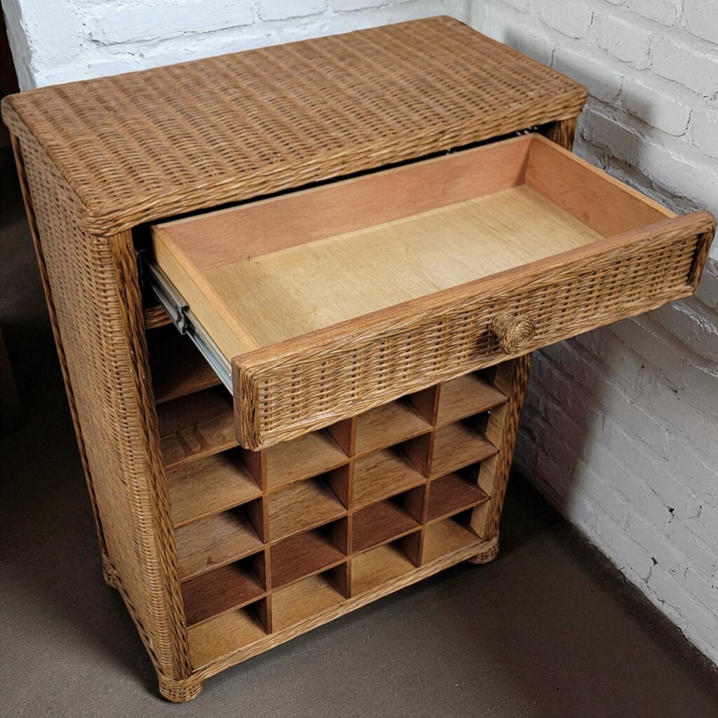 7060 Wicker Wine #Rack with Drawer Furniture