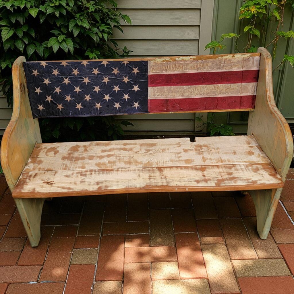 7086 American Flag Bench ~ Furniture