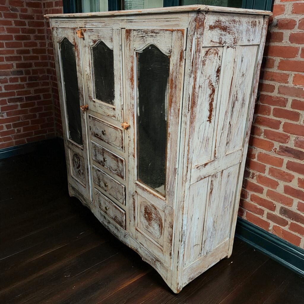 7089 Rustic and Chippy Wardrobe Cabinet with 4 Drawers ~ Furniture