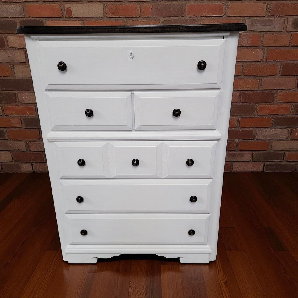 7100 Shabby White Dark Top 6 Drawer #Chest Used ~ Furniture