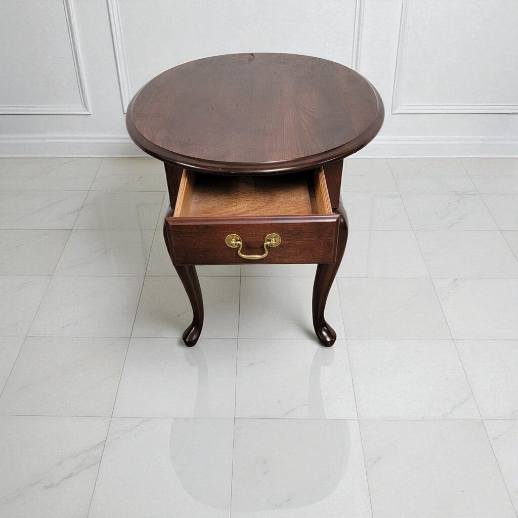 7114 Oval Cherry Wood Accent #Table with Drawer Furniture