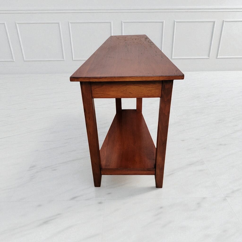 7116 Narrow Wedge Shape Wood 2 Tier SIde Table