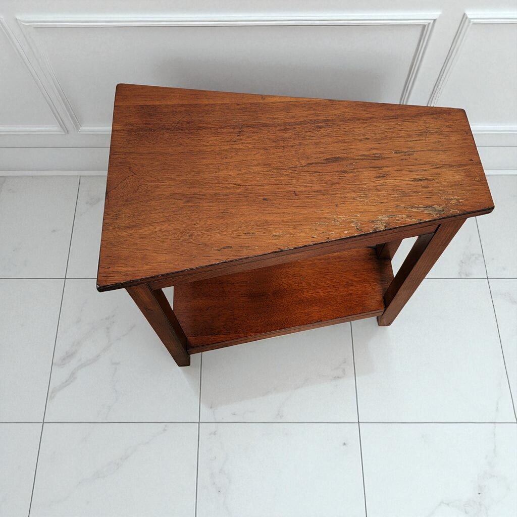 7116 Narrow Wedge Shape Wood 2 Tier SIde Table