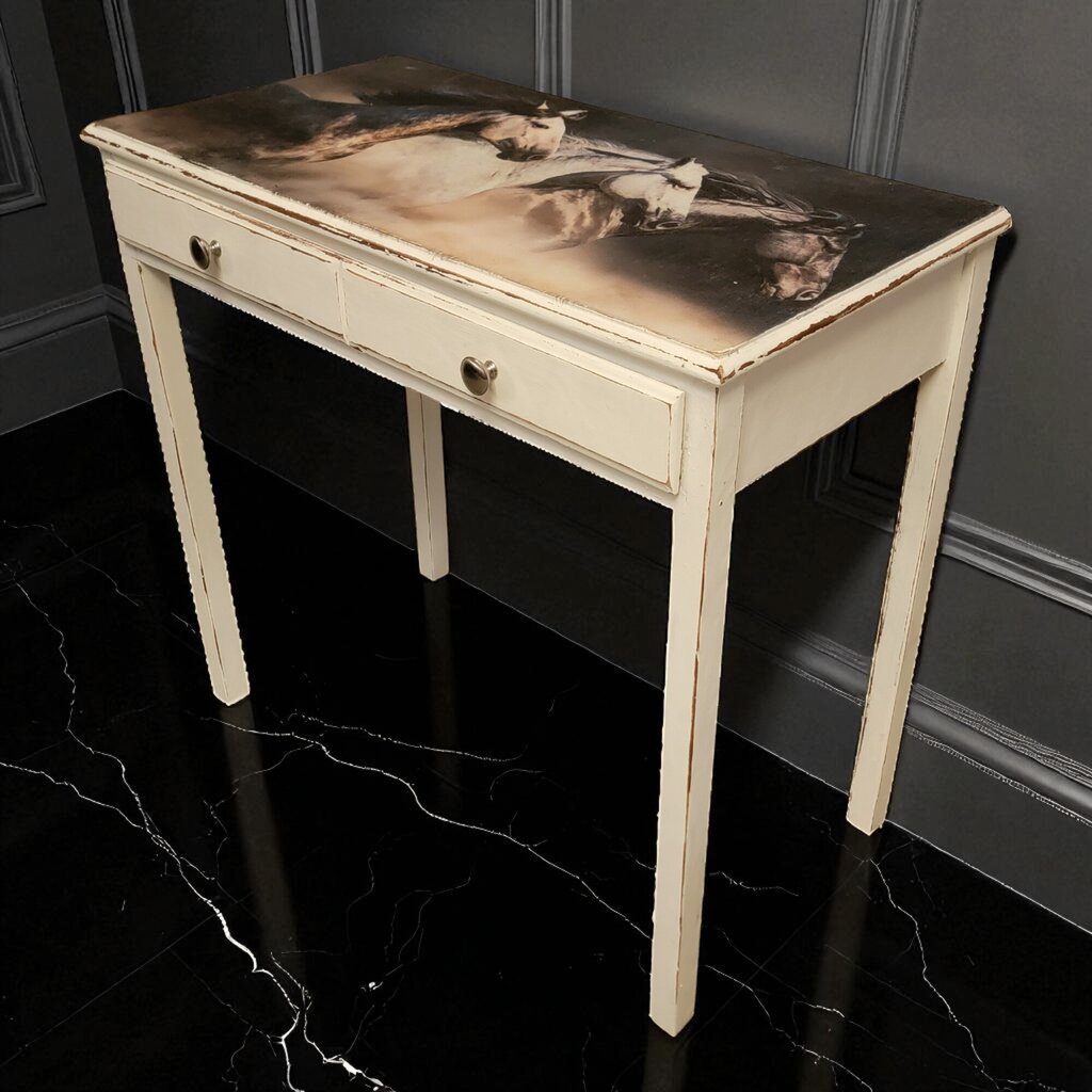 7177 White Wood 1 Drawer Horse Themed Writing #Desk ~ Furniture