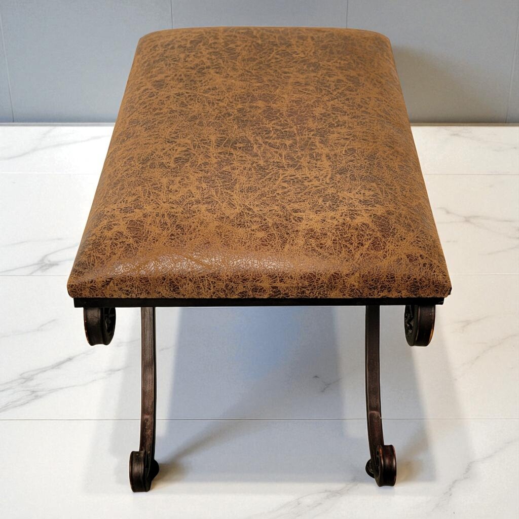 7201 Metal Scroll Bench with Upholstered Seat ~ Furniture