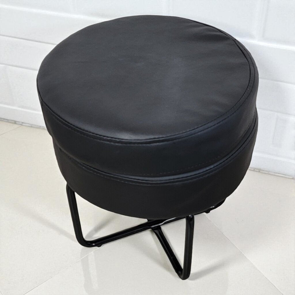 7283 Padded Black Ottoman ~ Furniture