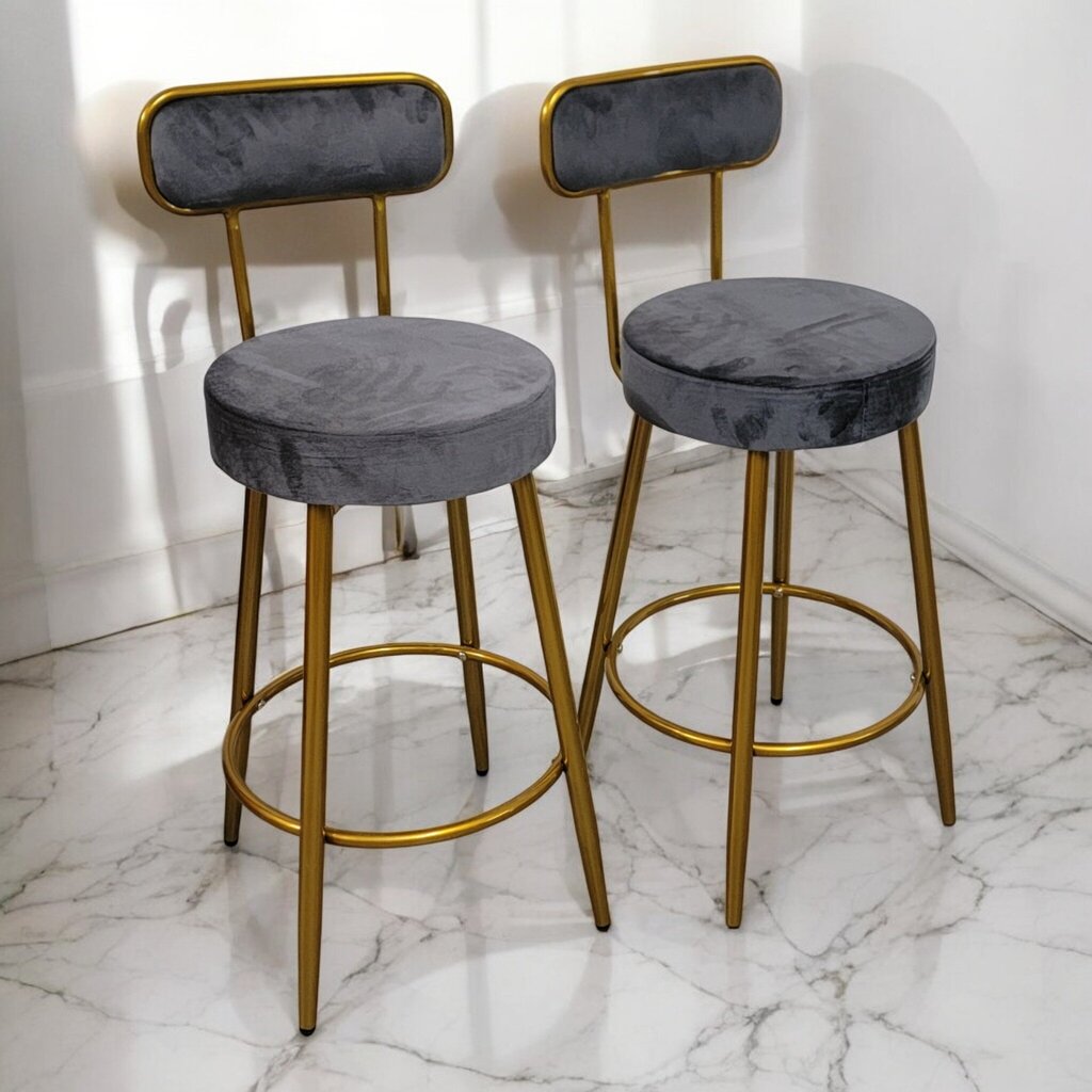 7293-7294 Gold and Grey Velvet #Barstool ~ Furniture