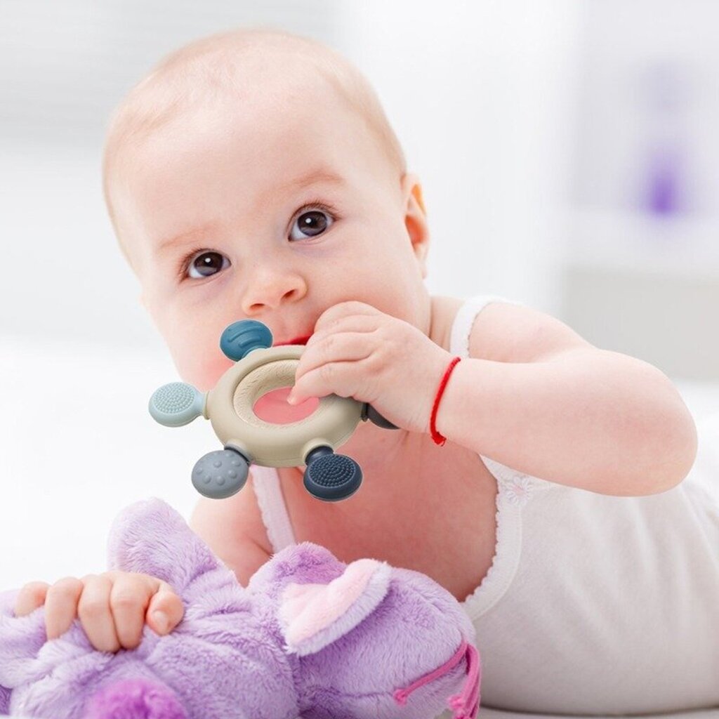 Silicone Wood Teether | Blue