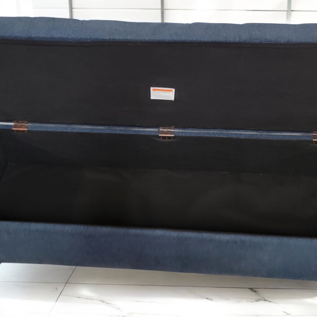 7322 Mid Century Style Tufted Blue Storage #Bench ~ Furniture