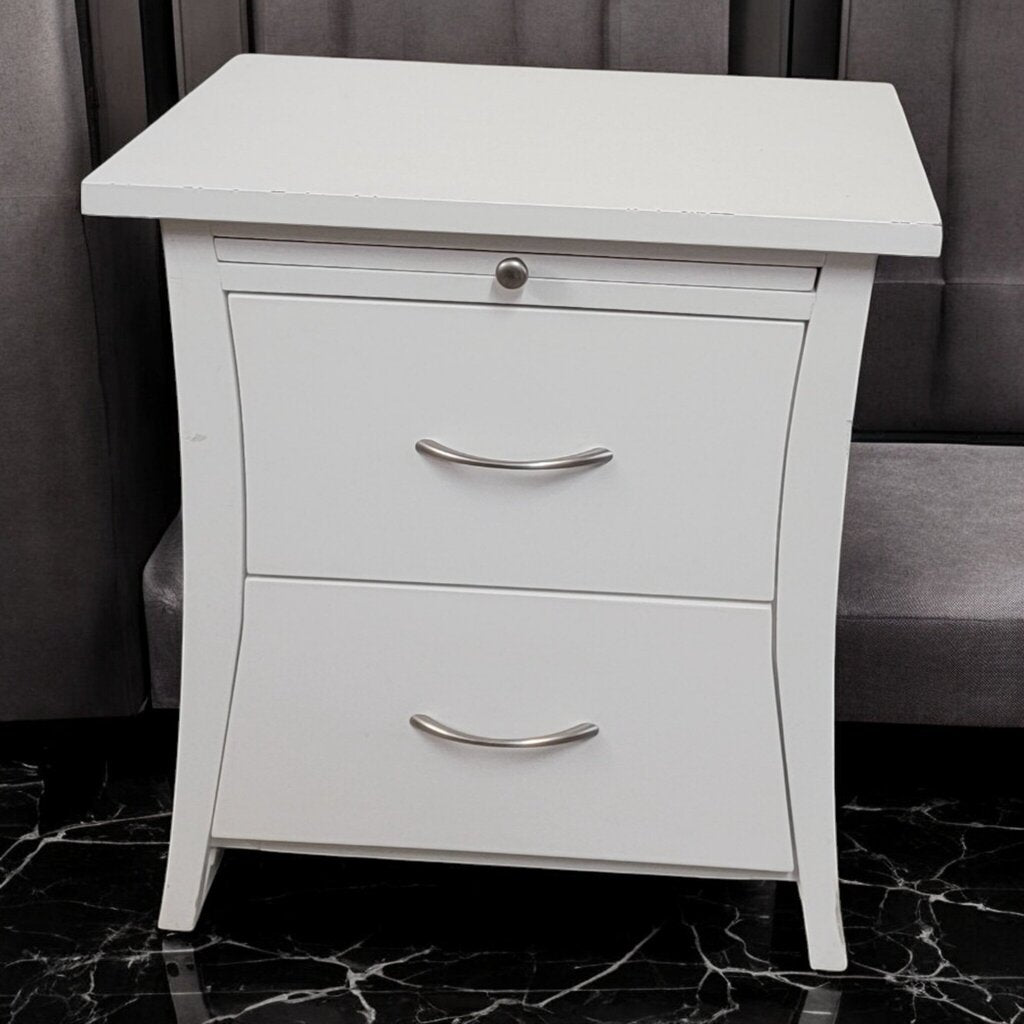 7324 Contemporary White 2 Drawer Nightstand Used ~ Furniture