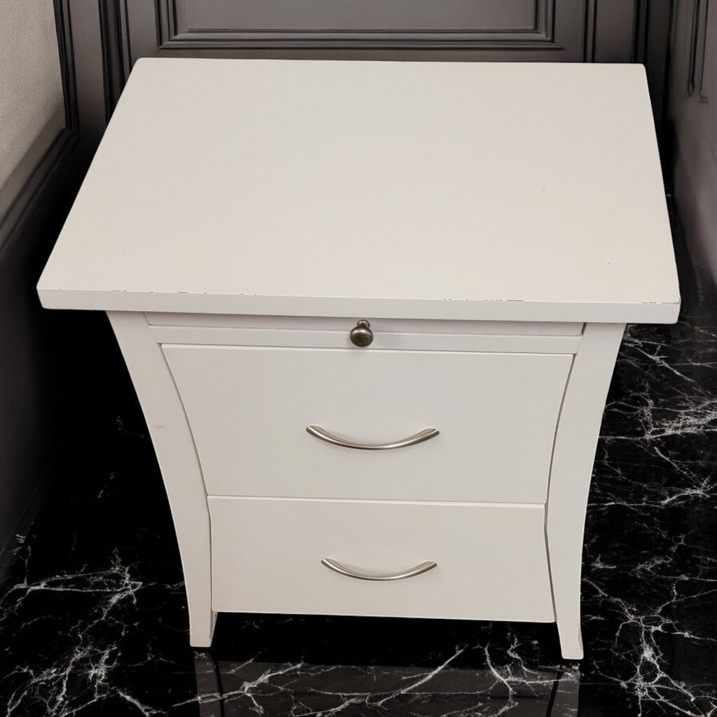7324 Contemporary White 2 Drawer Nightstand ~ Furniture