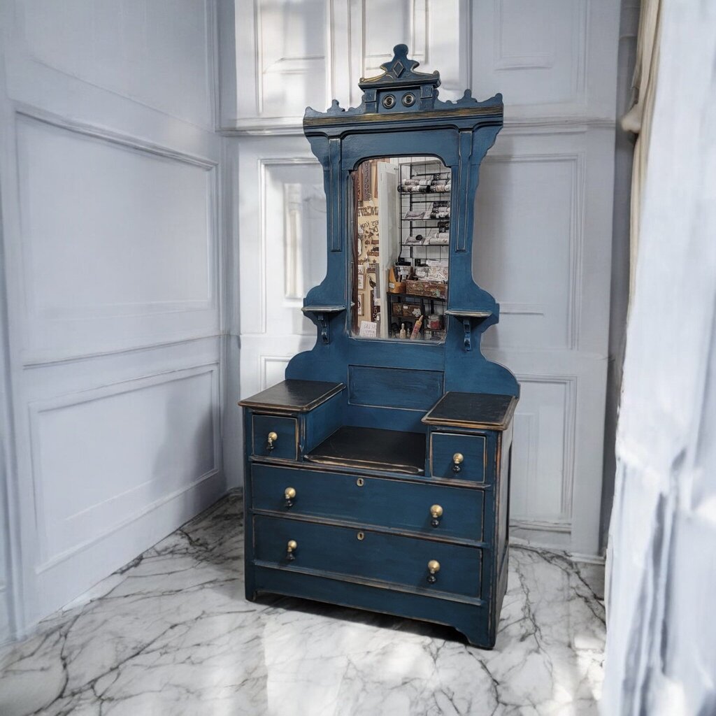 7338 Midnight Blue Finished Wood #Vanity with 4 Drawers ~ Furniture