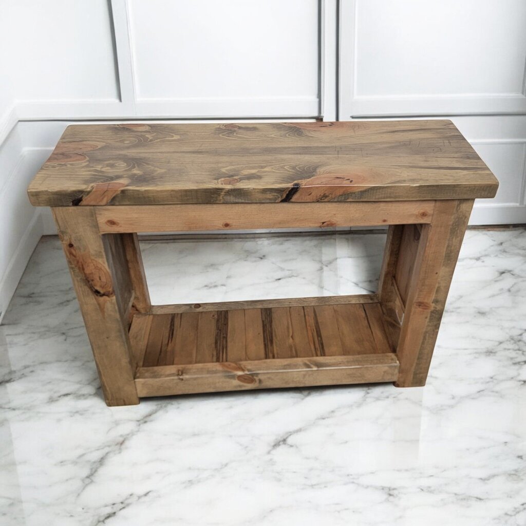 7349 Handcrafted Tin Insert Console #Table with Bottom Shelf ~ Furniture