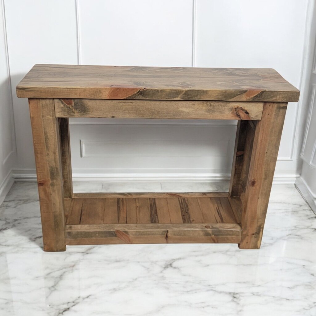 7349 Handcrafted Tin Insert Console #Table with Bottom Shelf ~ Furniture