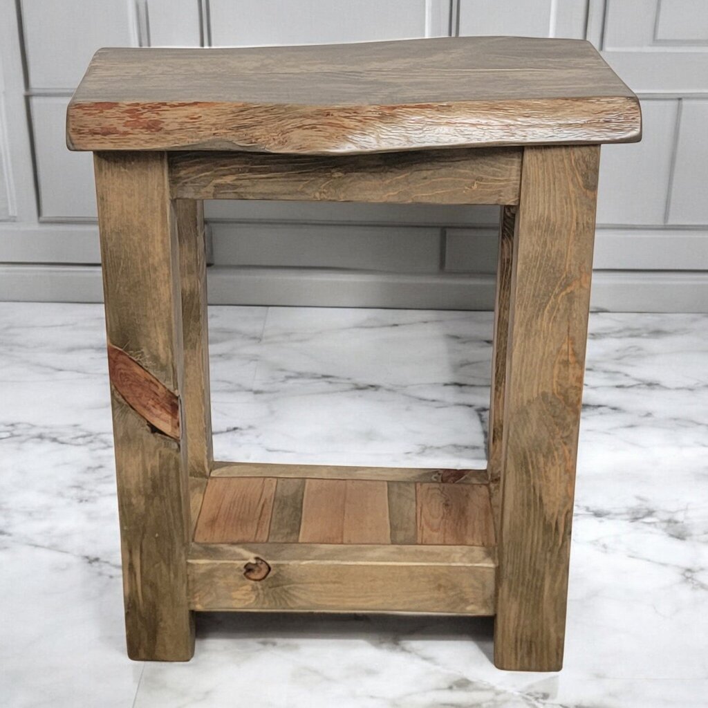 7350 Handcrafted Chunky Live Edge #Table with Shelf Used ~ Furniture