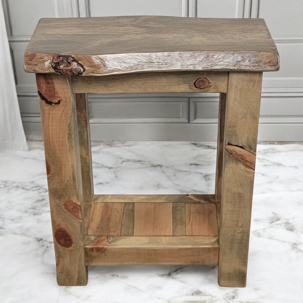 7350 Handcrafted Chunky Live Edge #Table with Shelf ~ Furniture