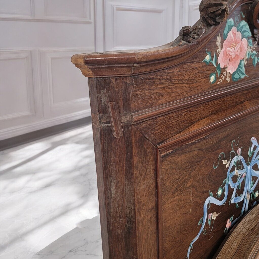 7352- 7353 Ornate Antique Italian Painted Carved #Headboard and Footboard ~ Furniture