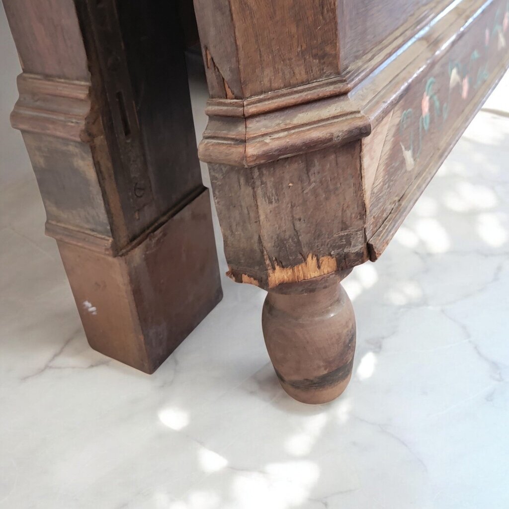 7352- 7353 Ornate Antique Italian Painted Carved #Headboard and Footboard ~ Furniture