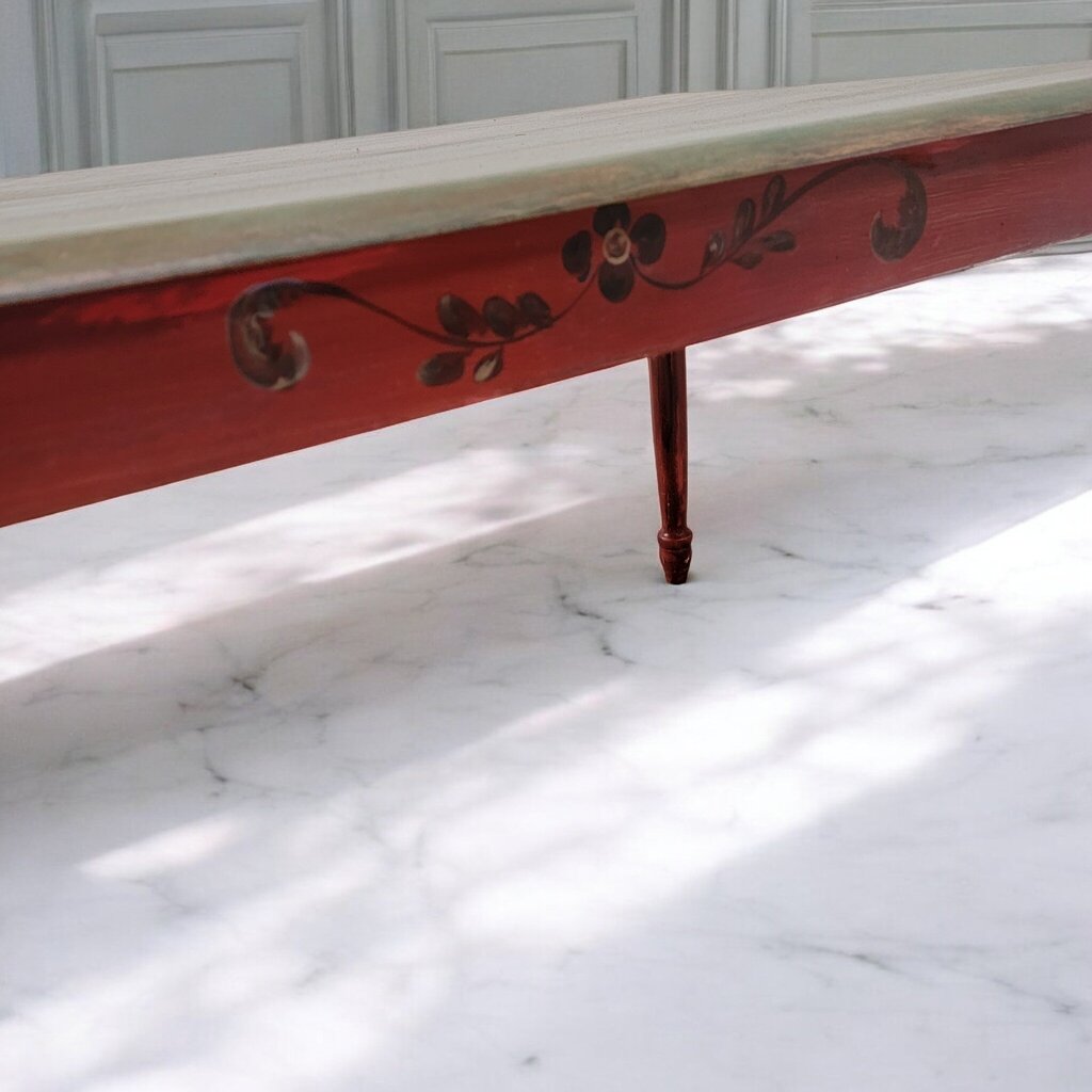 7388 Rustic Mexican Green and Red Dinning Table ~ Furniture