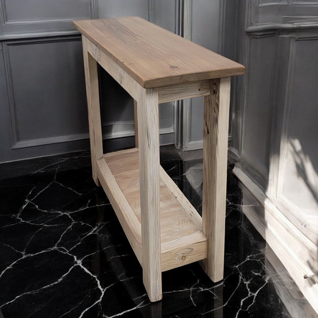 7399 Handcrafted Small Whitewashed Console #Table