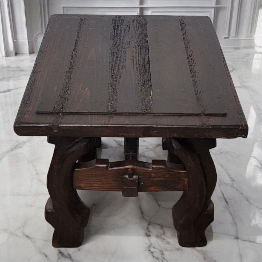 7412 Rustic Wormwood Trestle Side Table * 2 - Dealer Shared
