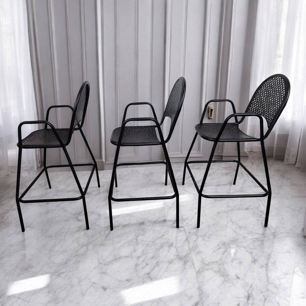 7504-7506 Crosshatched Black Metal #Barstool