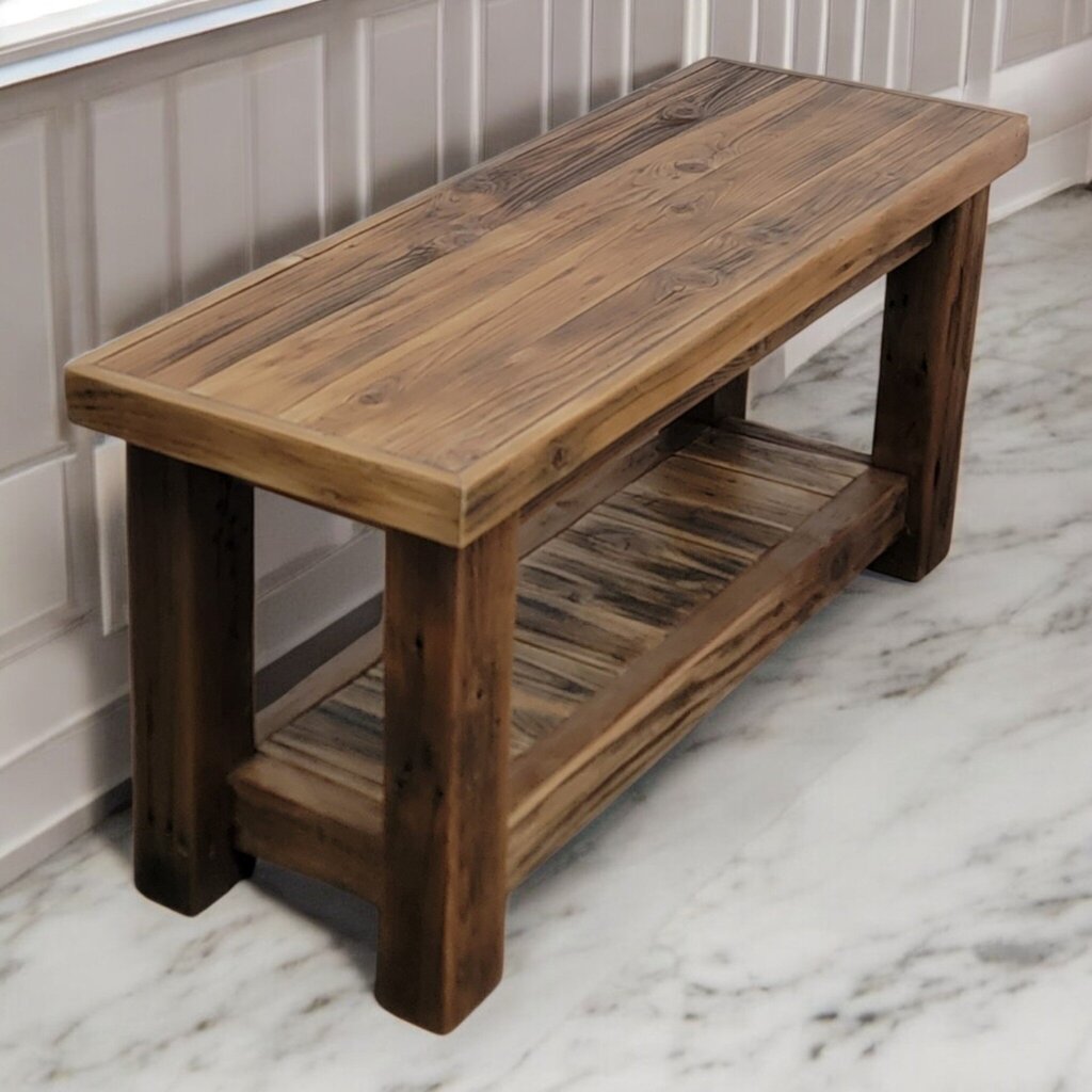 7680 Handcrafted Rustic 2 Tier Wooden #Bench