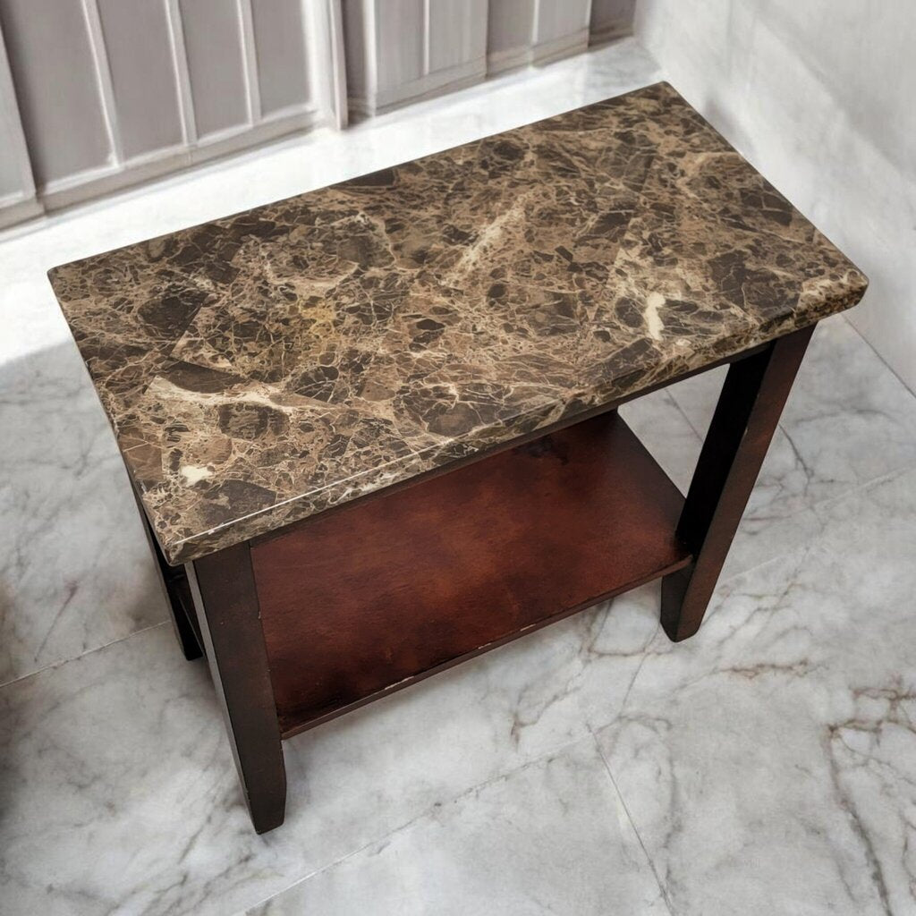7697 Narrow Side Table with Faux Marble Top