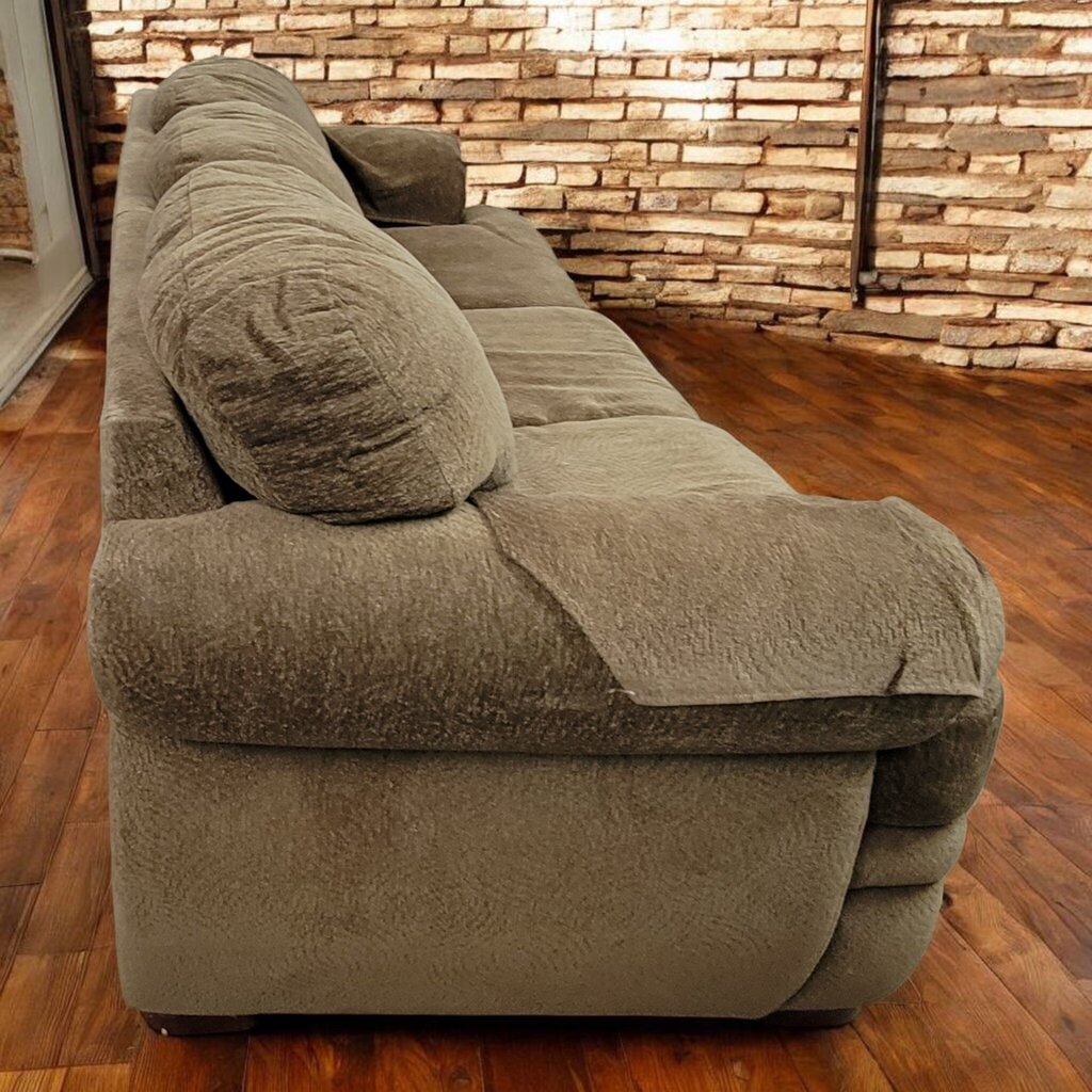 7705 Overstuffed Olive Triple Sofa