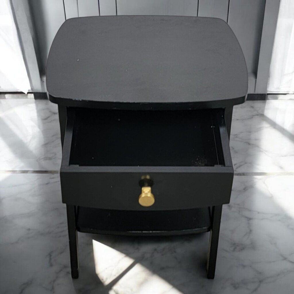 7709 Black 2 Tier Nightstand with Drawer