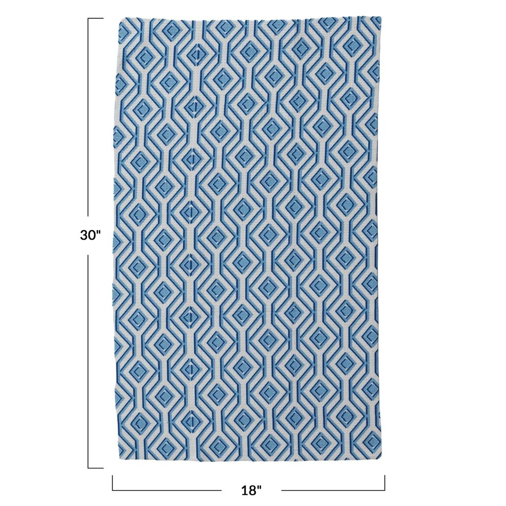 Printed Recycled Microfiber Tea Towel | Blue & White * Home