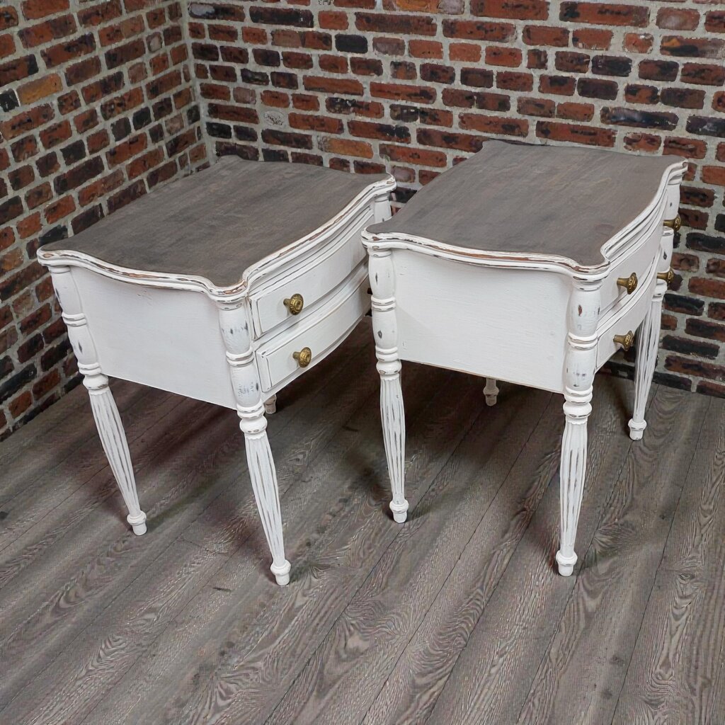 7773-7774 French White Side #Table with 2 Drawers