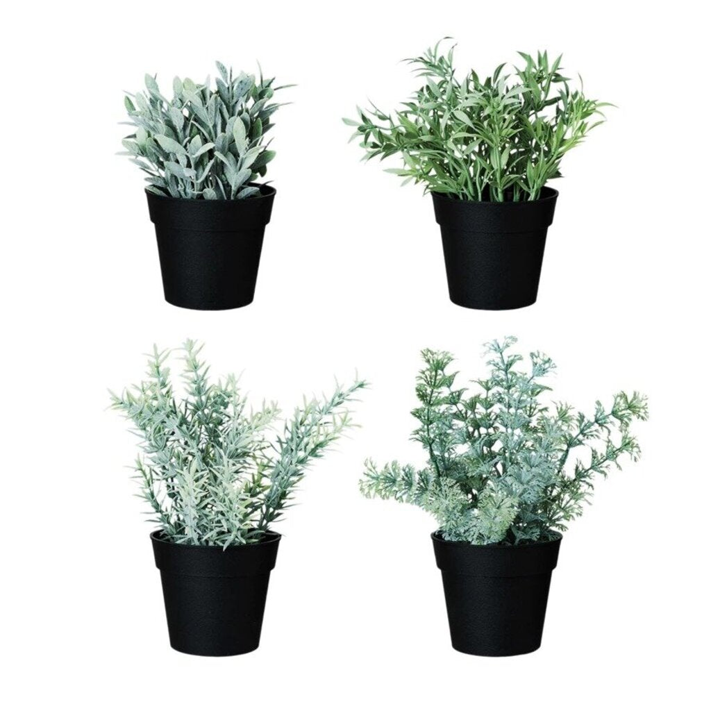 Faux Herbs in Plastic Pot 7-1 2" Round x 8-1 2"H New * Home
