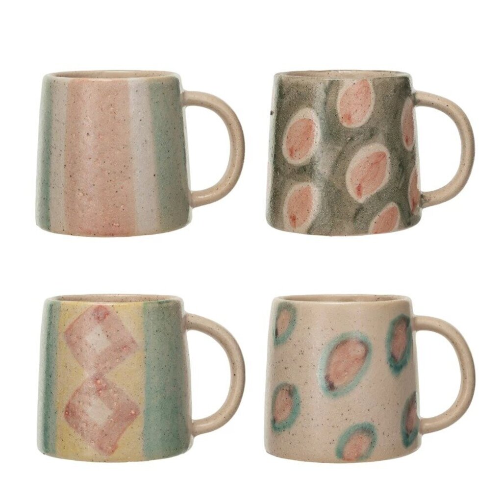 Hand-Painted Terra-Cotta Mug Crackle Glaze 4-1 4" rd x 4-1 4"H 20 oz Multi Color New * Home