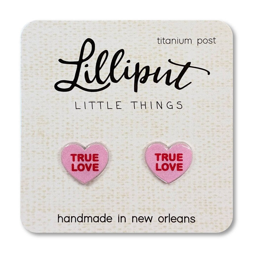 Lilliput- Conversation Hearts Earrings Pink New * Apparel
