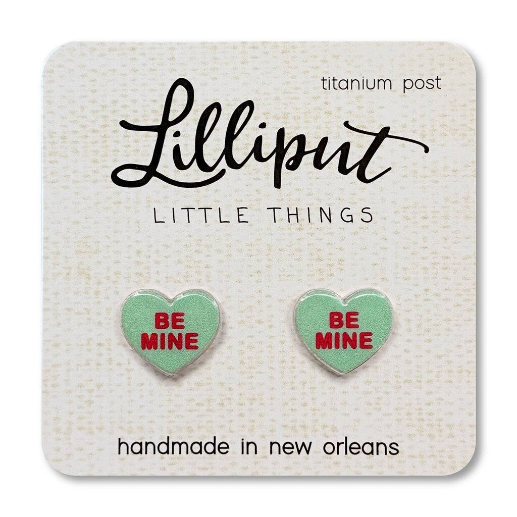 Lilliput- Conversation Hearts Earrings Green New * Gifts & Speciality