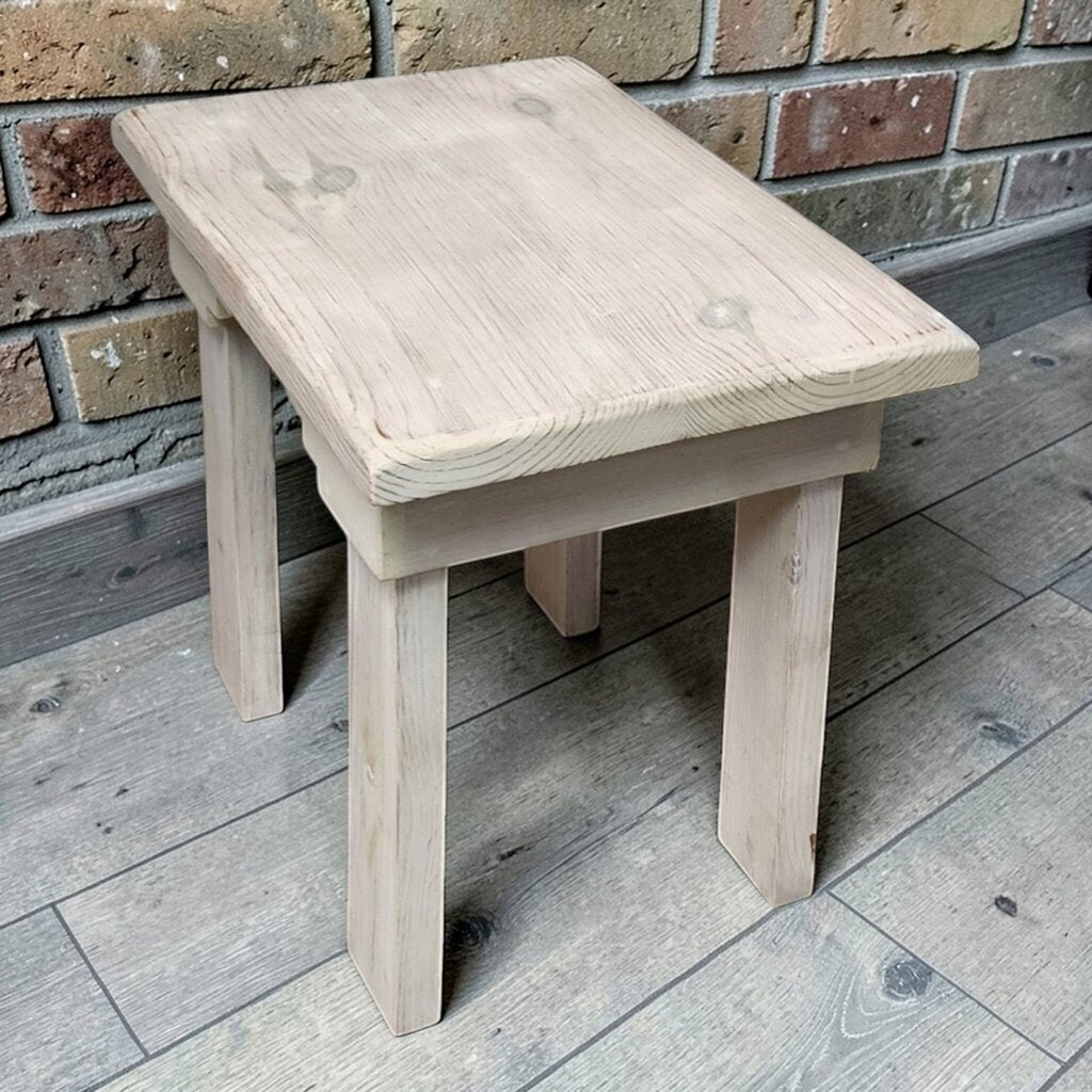 7858 Southwestern Oak Limewashed Side Table ~ FURNITURE