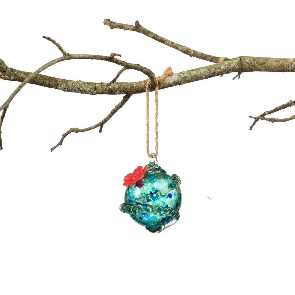 Blue Planet Art Glass Hummingbird Feeder * Garden