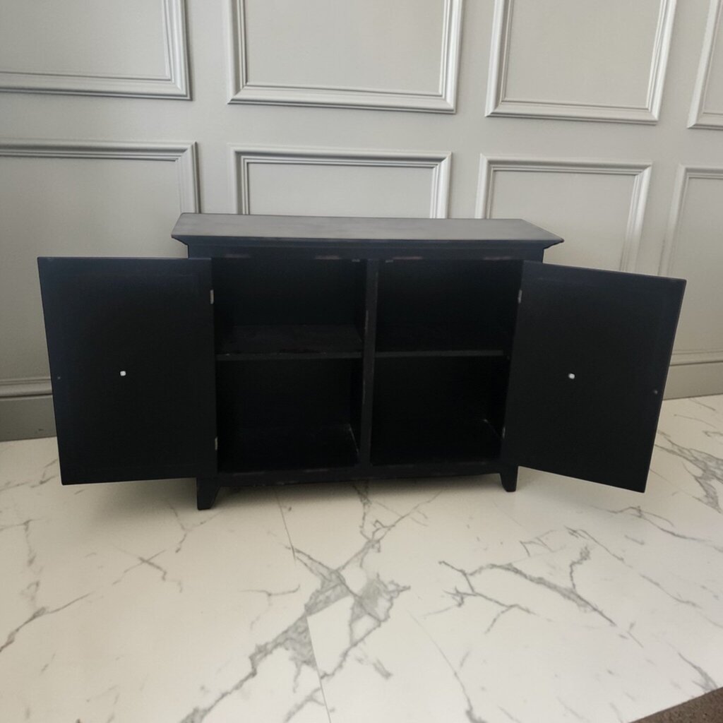 7886 Distresse Black Stenciled 2 Door Accent #Cabinet ~ FURNITURE